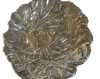 Vintage Silver-Plated Grape Leaf Serving Plate By Gorham