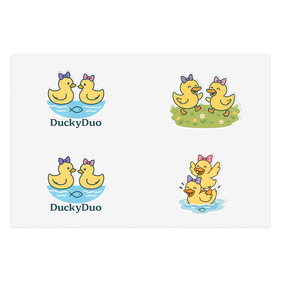 Ducky Sticker Ducky Duo Sticker Sheets | Cute Rubber Duck Couple, Pastel Bow Bathroom ...