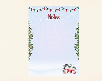 Snowman Couple Christmas Notepad, Holiday Writing Pad
