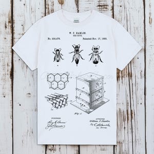 Bikupa Patentskjorta, Biodlare T-shirt, Vintage bikupa Blueprint Graphic Tee, Honungsbi Vintage Diagram Topp, Bigård Biodlare Gåva