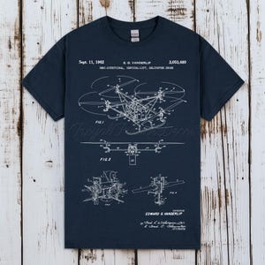 T-shirt med patent för drönare, helikopterritorier, vintage uppfinnare, gåva för flyg- och rymdteknik, retro patentkläder för teknik