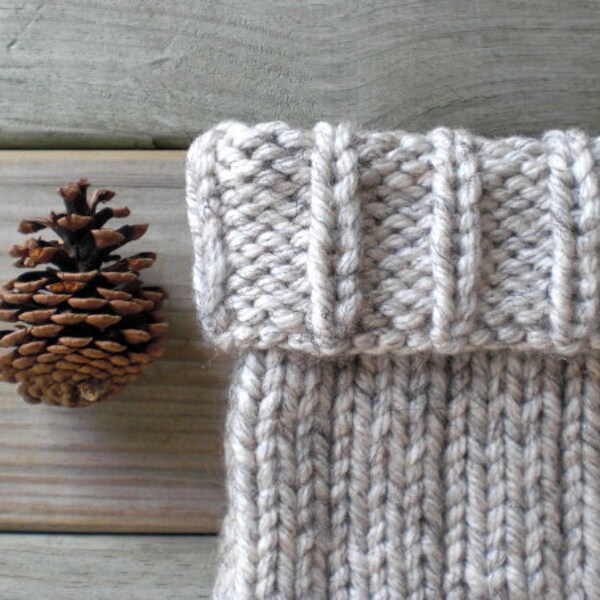 Hand knit rustic cowl / gray winter wheat / autumn accessory / country chic / earthy / warm gray / unisex / country cabin style / neck cozy