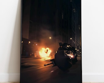 Póster minimalista de la película El Caballero de la Noche / Arte cinematográfico de acción de Christopher Nolan / Papel mate premium de 200 g/m² / Decoración de pared cinematográfica / Regalo