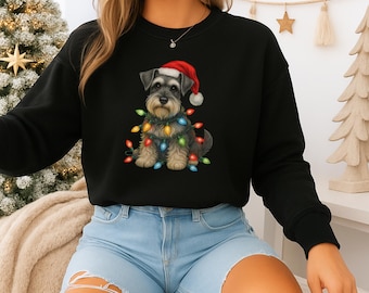 Mini Schnauzer Christmas Crewneck | Schnauzer Mom Dad Holiday Sweatshirt