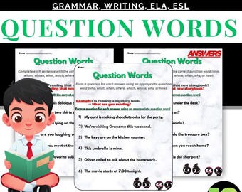 Hojas de trabajo con preguntas WH para logopedia e inglés como segundo idioma: Quién, Qué, Cuándo, Dónde, Por qué, Cómo, Construcción y comprensión de oraciones, Alfabetización en la educación en el hogar.