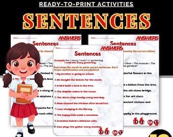 Hojas de trabajo para la construcción de oraciones para escritores principiantes - Práctica de escritura - Corregir la capitalización y la puntuación de las oraciones - Alfabetización en el hogar