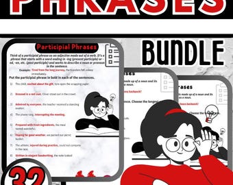 Cuaderno de ejercicios de gramática avanzada - Práctica de oraciones en participio, infinitivo y absoluto - PDF de alfabetización en casa - Paquete de ELA para secundaria