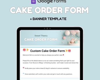 Cake Order Form | Digital Cake Order Form | Online Cake Order Form |  Bakery Order Form | Cookie Order Form | Google Form | Order Form