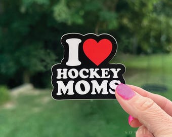 Pegatina de vinilo "Me encantan las mamás del hockey"