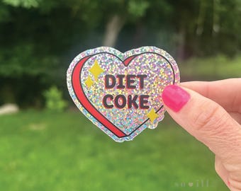 Pegatina de vinilo con purpurina para Coca-Cola Light