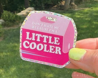 Pegatina de vinilo rosa brillante para nevera portátil Little Cooler