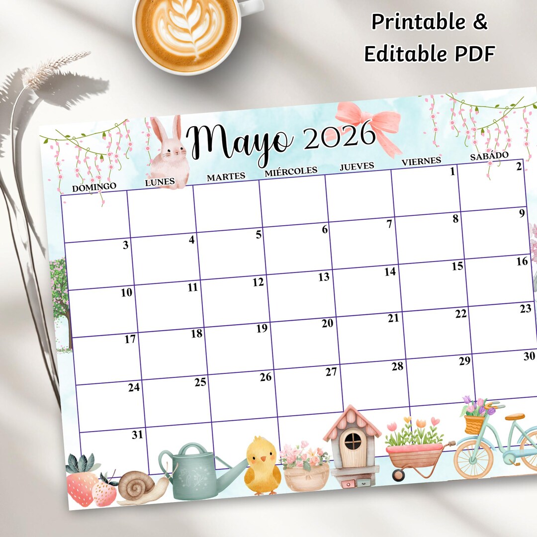 Calendario Español, Mayo 2026, Spanish May Calendar, PDF Imprimible Y ...