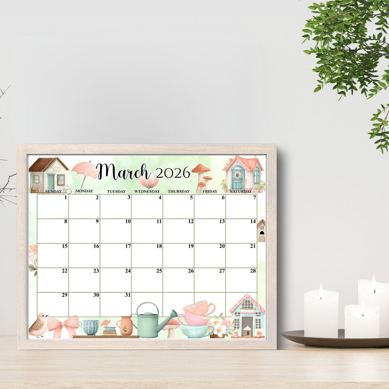 Editable March 2026 Spring Calendar, PDF Editable, Printable Planner ...