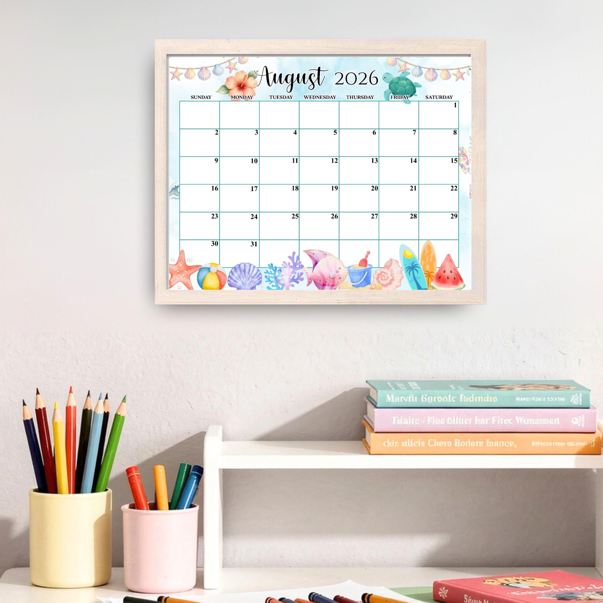 Editable August 2026 Calendar, PDF Editable, Summer Printable Planner ...