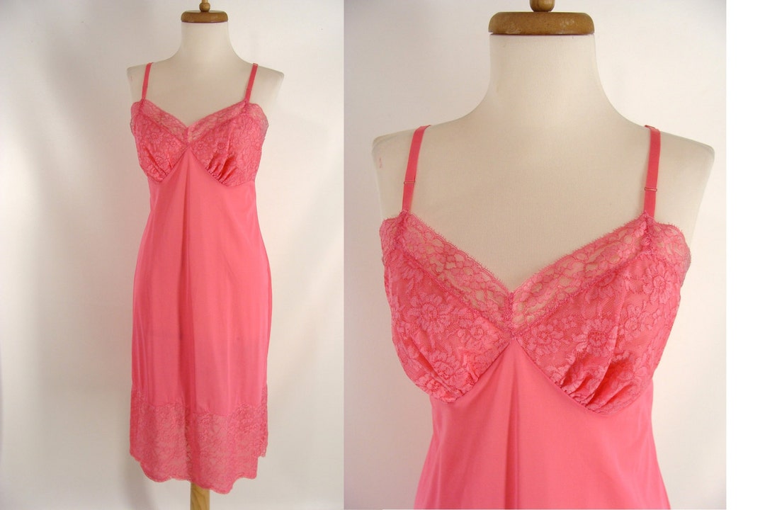 60s Pink Vanity Fair Nylon Tricot & Lace Full Dress Slip. - Etsy