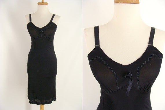 40s 50s Sexy Black Movie Star Full Slip Lingerie A