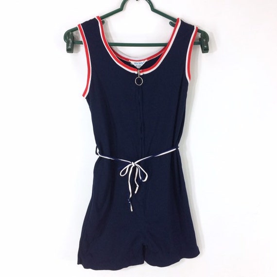 60s 70s Miss Holly One Piece Navy Blue Swimsuit or