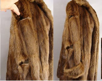 40s Brown Russian Sable Mink Fur Coat Real Vintage Winter