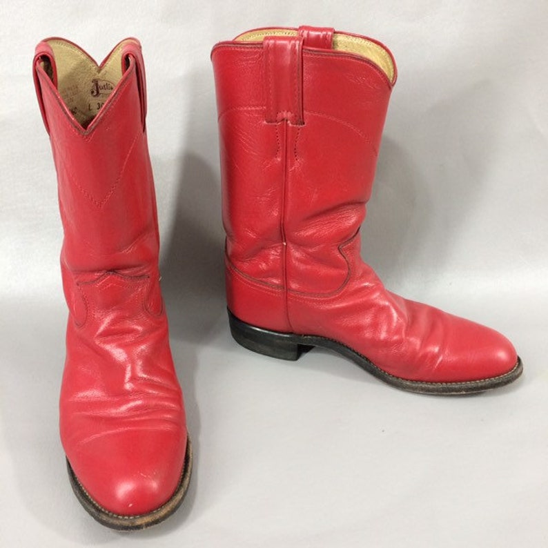 red leather cowboy boots