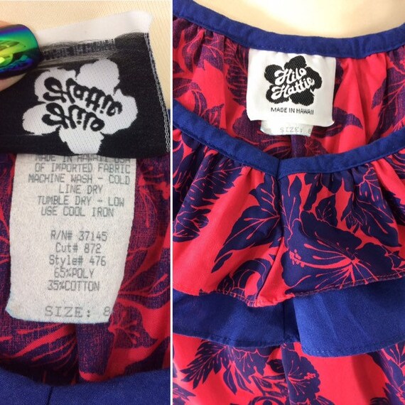 HILO HATTIE フラダンス　サイズ8 ヴィンテージ　manaola Vintage 80's Hilo Hattie Plus Size Red Floral Hawaiian Maxi