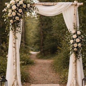 Rustic Backdrop Stand, Birch Wedding Arch, Handcrafted Woodland Ceremony Arbor