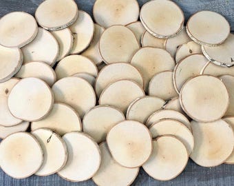 50+ Rustic Birch Wood Slices, 2-2.5 inch, DIY Crafts & Wedding Decor