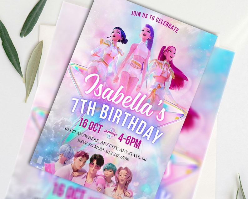 Kpop Demon Hunters Birthday Invitation