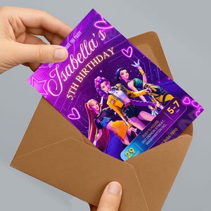 Kpop Demon Hunters Birthday Invitation Editable Canva Template