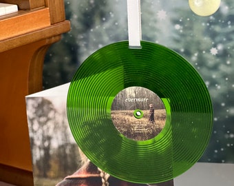 Ornement Evermore vert transparent : mini vinyle pour votre sapin de Noël