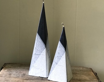 Vintage Pyramid Triangular Candles, White Black Gray, Native Indigenous, Candle Set NDS, NWOT