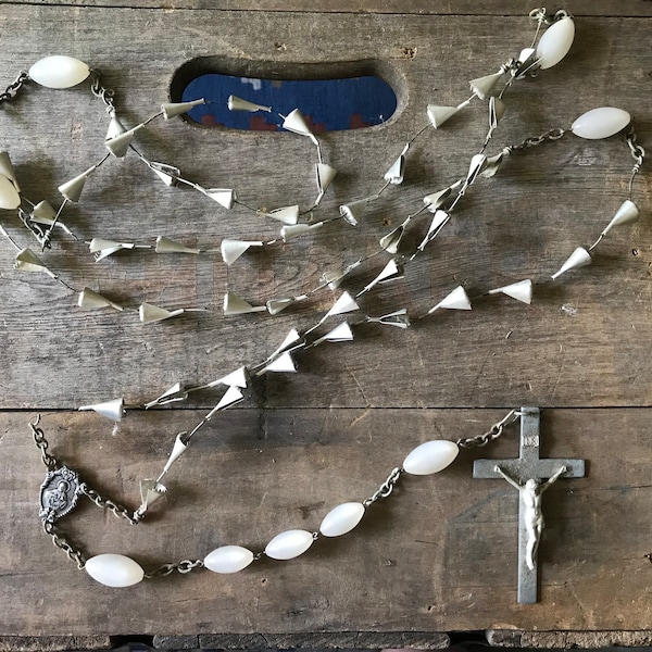 Vintage XL Rosary, Religious Home Decor