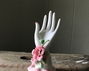 Vintage Porcelain Hand with Rose