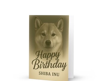 柴犬の「ハッピーバースデー」カード（6インチ×4インチ）と封筒付き