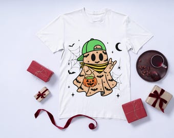 Halloween Ghost PNG, Spooky Ghost Clipart, Cute Boy Girl Ghost PNG, Pumpkin Trick or Treat PNG, Hand Drawn Halloween Sublimation