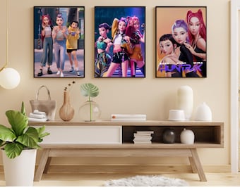 K-Pop Inspired Rumi, Mira, & Zoey Posters: Digital Wall Art (Digital Download)