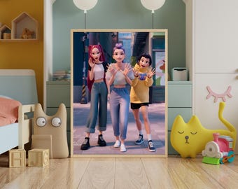 Rumi Mira Zoey K-Pop Poster | Demon Hunter Fantasy Wall Decor | Printable Art