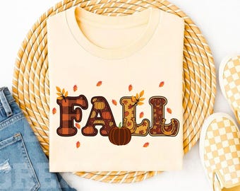 Fall Season Word Art Clipart | Autumn Pumpkin & Leaves PNG | 3600x3600 Rustic Digital Download