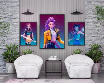 Kpop Demon Hunter Wall Art | Anime Poster Print | Dark Fantasy Gothic Room Decor | Aesthetic Kpop Fan Gift