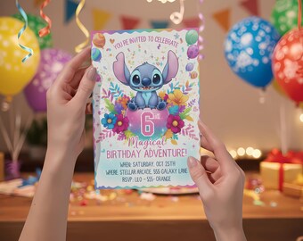 Cartoon Birthday Invitation: Editable Kids Party Card (Digital Download)