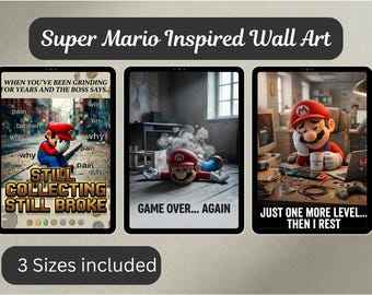 Super Mario Galaxy Inspired Poster Printable Wall Art | Gaming Room Decor | Mario Meme Print | Boys Room Wall Art | Digital Download