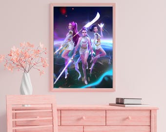 Kpop Demon Hunters Poster, Anime Kpop Wall Art, Dark Fantasy Kpop Decor, Demon Slayer Inspired Kpop Print, Korean Pop Art Home Decor