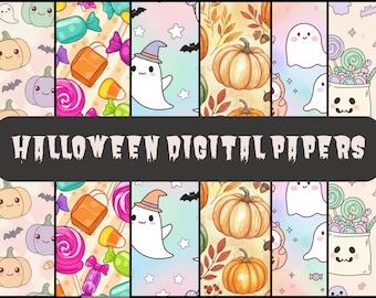 Halloween Digital Paper Pack | 25+ Spooky Backgrounds, Patterns | Scrapbook, Crafts & Printables