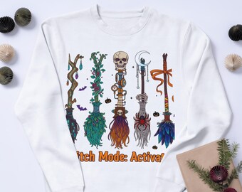 Witch Mode Activated PNG: Retro Halloween Clipart Bundle (Digital Download)