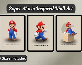 Super Mario Galaxy Inspired Wall Art, Minimalist Gaming Poster (Digital Download)