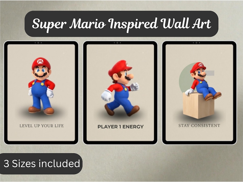 Super Mario Galaxy Inspired Wall Art, Minimalist Gaming Poster (Digital Download) image 1