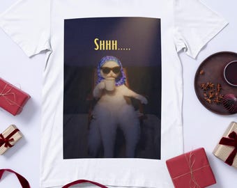 Funny Cat T-Shirt, Shhh Coffee Shirt, Sassy Cat with Sunglasses, Introvert Gift, Morning Mood Tee, Babushka Cat Meme, Don't Talk to Me Shirt