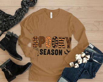 Spooky Season Halloween Clipart | Bold Lettering Fall Sticker PNG | Ghost Pumpkin Bat Design