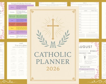 Agenda minimaliste catholique 2026 | Agenda Foi simple | Journal chrétien imprimable | Téléchargement numérique