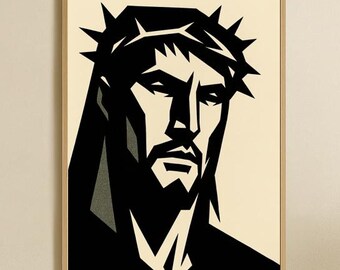 Minimalist Jesus Crown of Thorns Art: Modern Christian Decor (Digital Download 16x20")