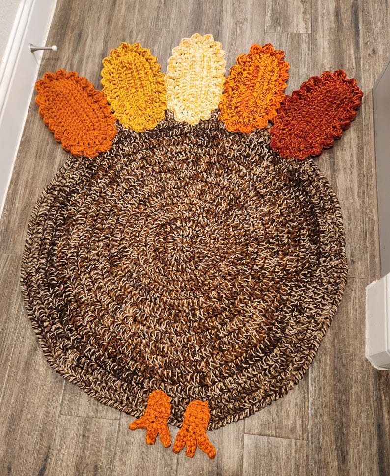 Turkey Cow Rug Whimsical Fat Turkey Crochet Rug – 47